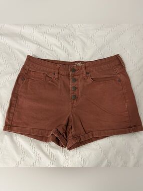 Universal Thread Womens High Rise Midi Terra Cotta Denim Shorts Button Fly 6/28